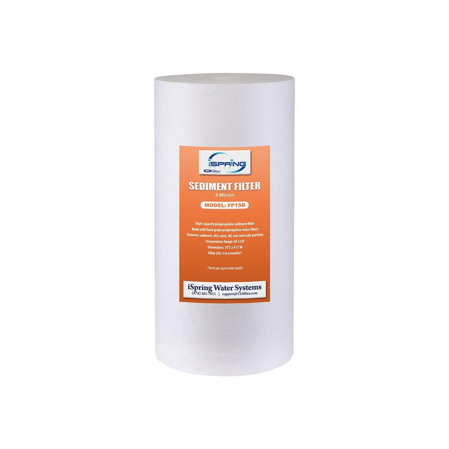 iSpring FP15B 10" Big Blue Whole House Water 4.5" x 10" Sediment Filter, White
