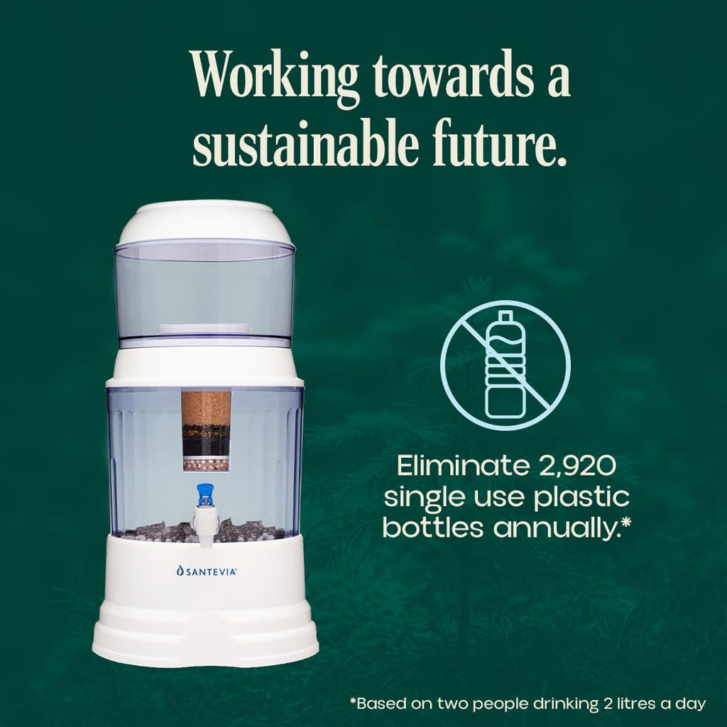 Santevia Gravity Water System | Alkaline Water Filter and Dispenser | Home Chlorine and Fluoride Filter | Countertop Water Dispenser