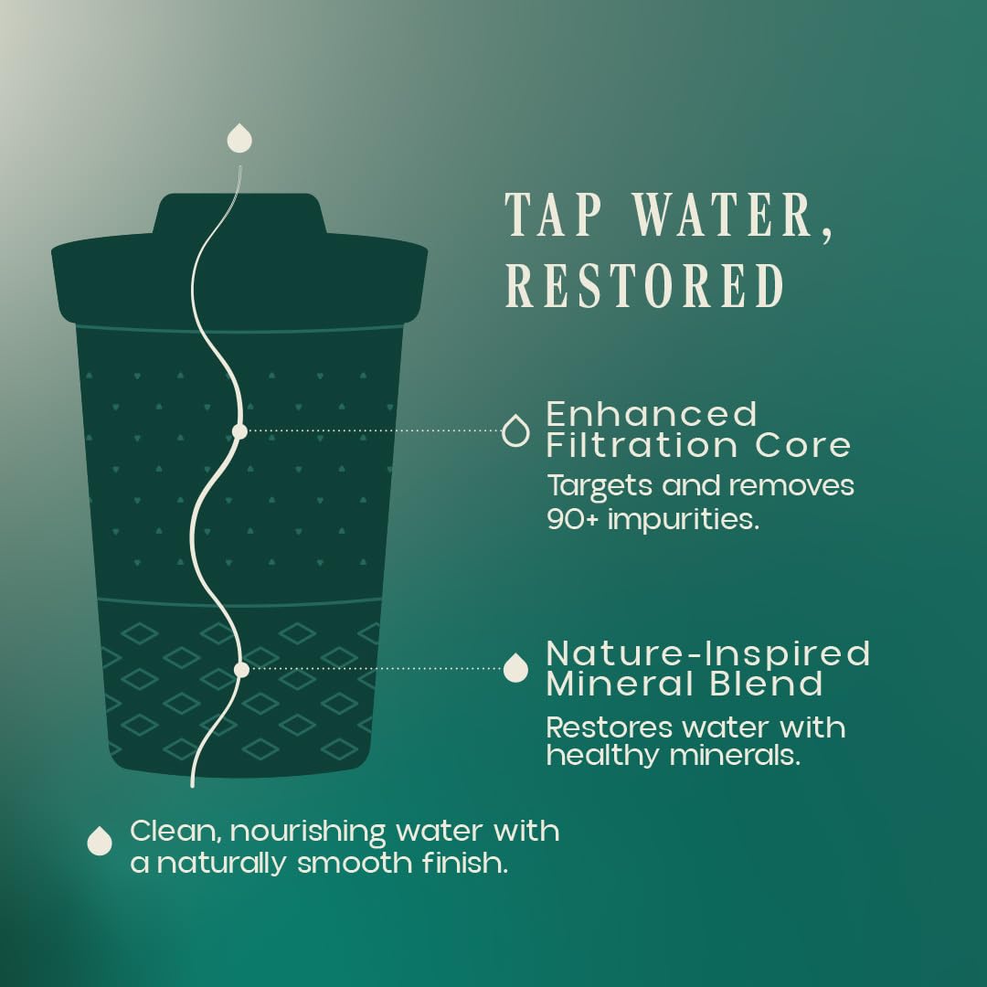 Santevia Glass Water Filtration System – Countertop Filter for Fluoride & Chlorine Removal | Adds Minerals, Balances pH | Home Water Purifier | Fluoride Filter | Alkaline