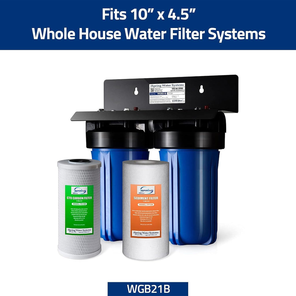 iSpring FP15B 10" Big Blue Whole House Water 4.5" x 10" Sediment Filter, White
