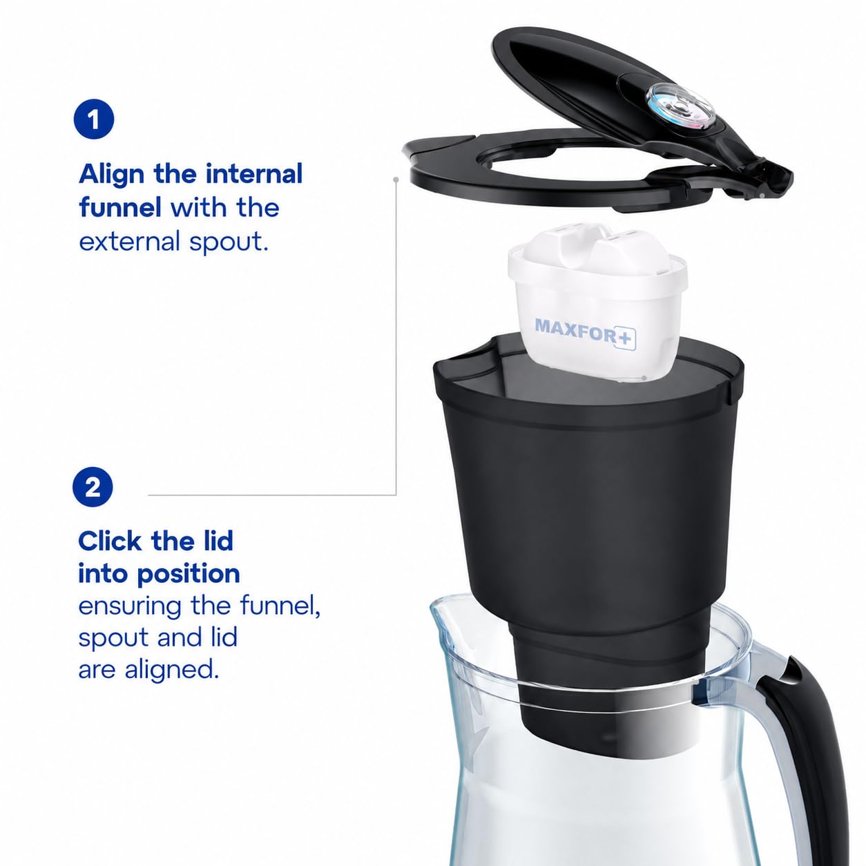 AQUAPHOR Onyx Black Water Filter Jug - Counter Top Design with 4.2L Capacity, 3 X MAXFOR+ Filters Included | Reduces Limescale, Chlorine, Microplastics and PFAS | Perfect for Families