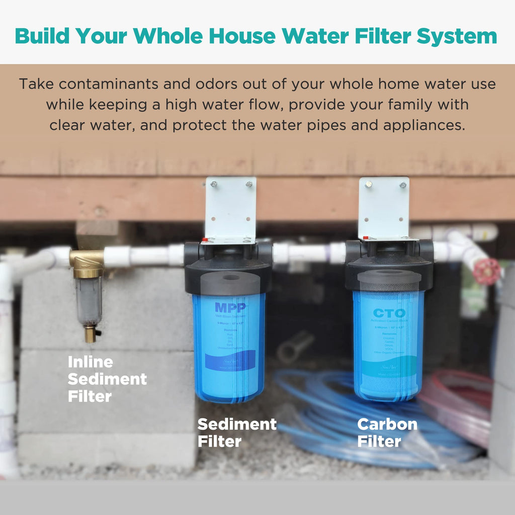 SimPure 5 Micron 4.5" x 10" Carbon Water Filter, Big Blue Carbon Block Filter Cartridge Replacement, Whole House CTO Water Purifier Filter Compatible with Most RO System, 2 Pack