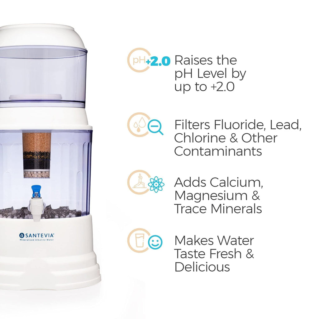 Santevia Gravity Water System | Alkaline Water Filter and Dispenser | Home Chlorine and Fluoride Filter | Countertop Water Dispenser
