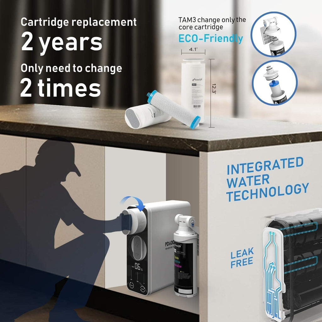 Frizzlife 600GPD Reverse Osmosis Water Filter, NSF/ANSI 42&58&372 Standards, Alkaline Mineral pH+, Tankless RO Reverse Osmosis System, Under Sink, Reduce TDS, 2:1 Drain Ratio, Water Filter, PD600-TAM3
