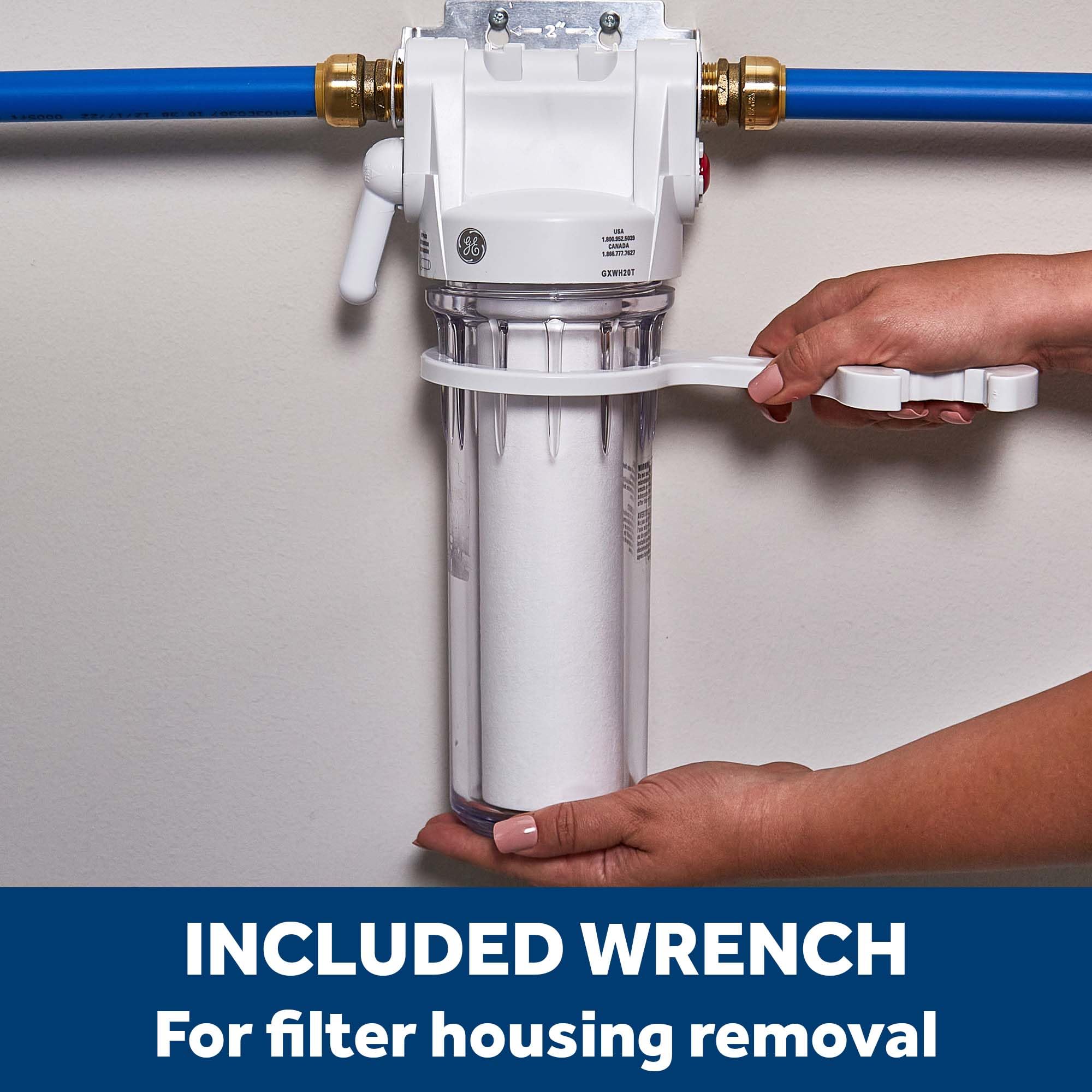 GE Whole House Water Filtration System | Reduce Sediment, Rust & More | Install Kit & Accessories Included | Filter Not Included | Replace Filter (FXWTC, FXUSC, FXWPC, FXWSC) Every 3 Months | GXWH20T