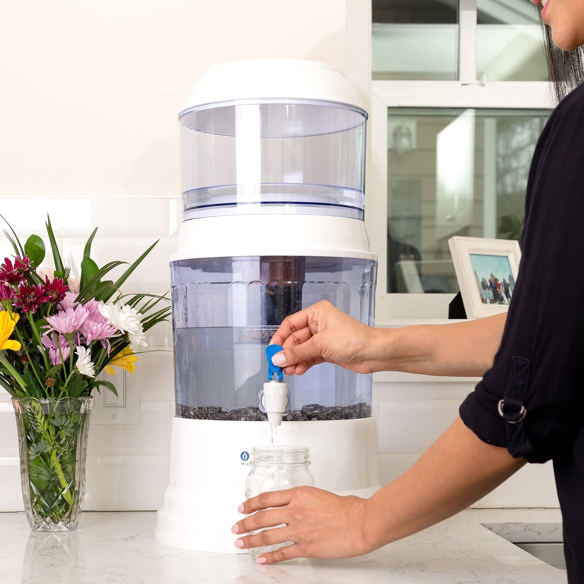 Santevia Gravity Water System | Alkaline Water Filter and Dispenser | Home Chlorine and Fluoride Filter | Countertop Water Dispenser